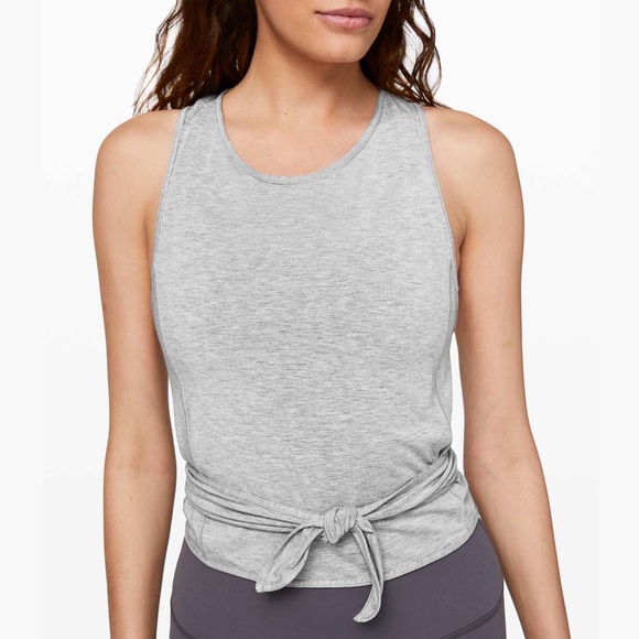Lululemon Turn to Tie Tank Heathered Core Light Grey SZ 8 Wrap Top modal Jersey - Picture 6 of 10